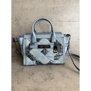 COACH Swagger 27 Blue Canyon Quilt Carryall Patch Satchel Crossbody Bag EUC